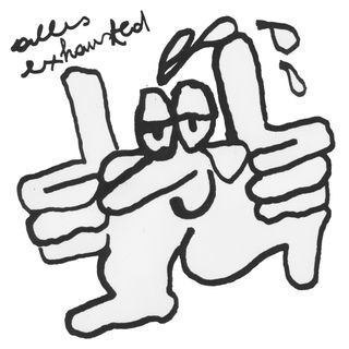 Black-and-white hand-drawn illustration of two thumbs-up hands forming a face with droopy eyes.